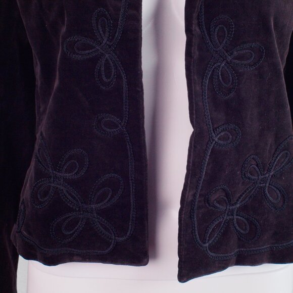Vintage Ellen Tracy Velvet Embroidered Jacket 80s Brown Size 10 - Picture 6 of 10